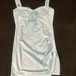 Elegant Light Blue Lace Trim Chemise